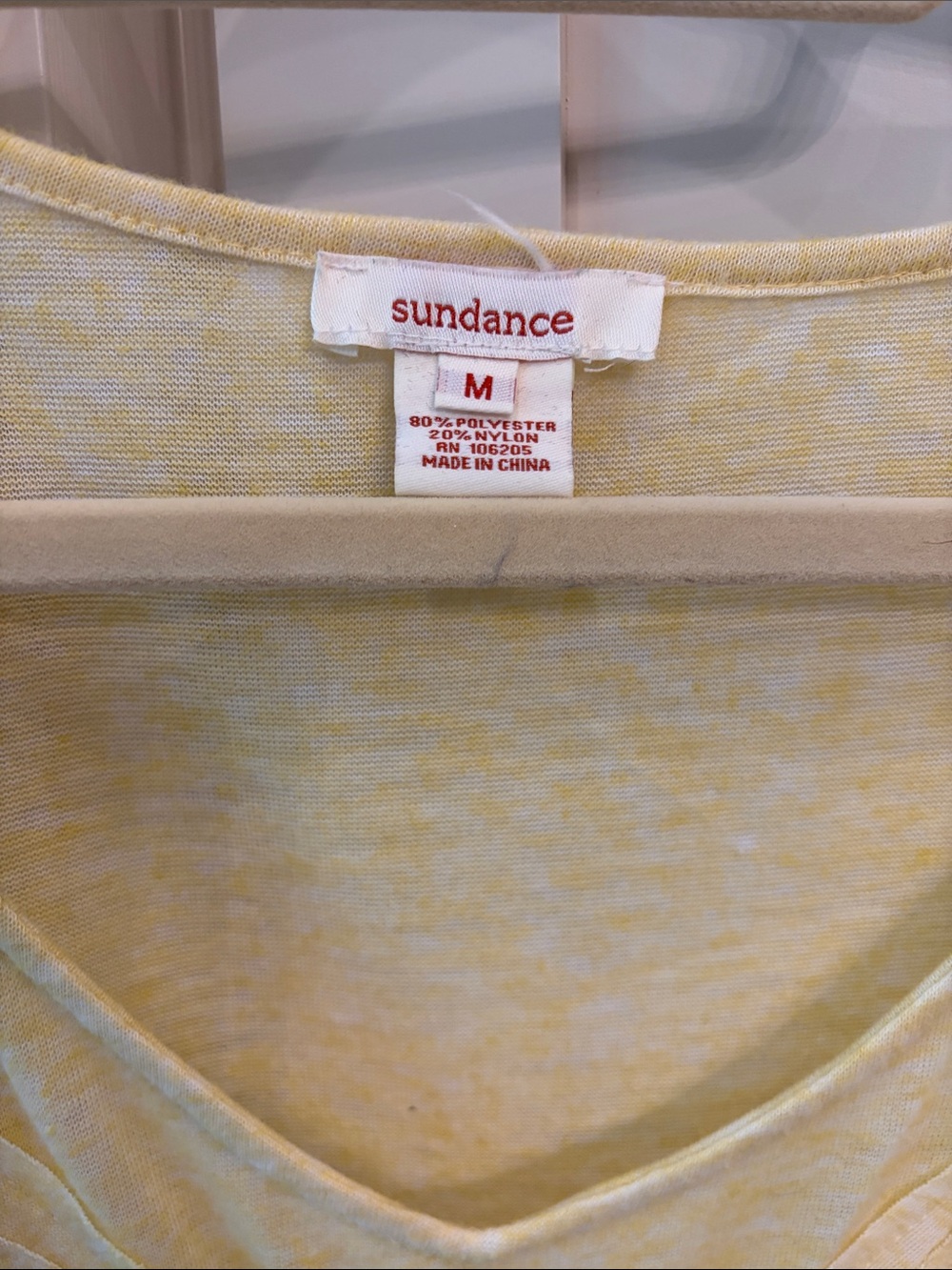 Sundance Pale Yellow Butterfly Appliqué V-Neck Tank - Picture 2 of 4